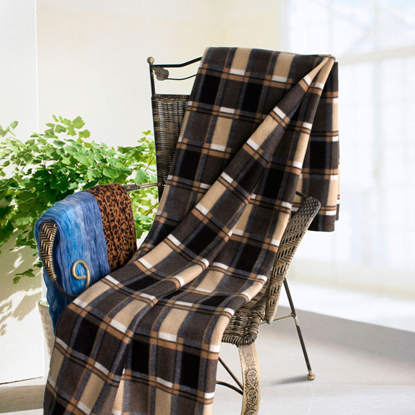 [scotch Plaids - Black/yellow] Soft Coral Fleece Throw Blanket (71 By 79 Inches)