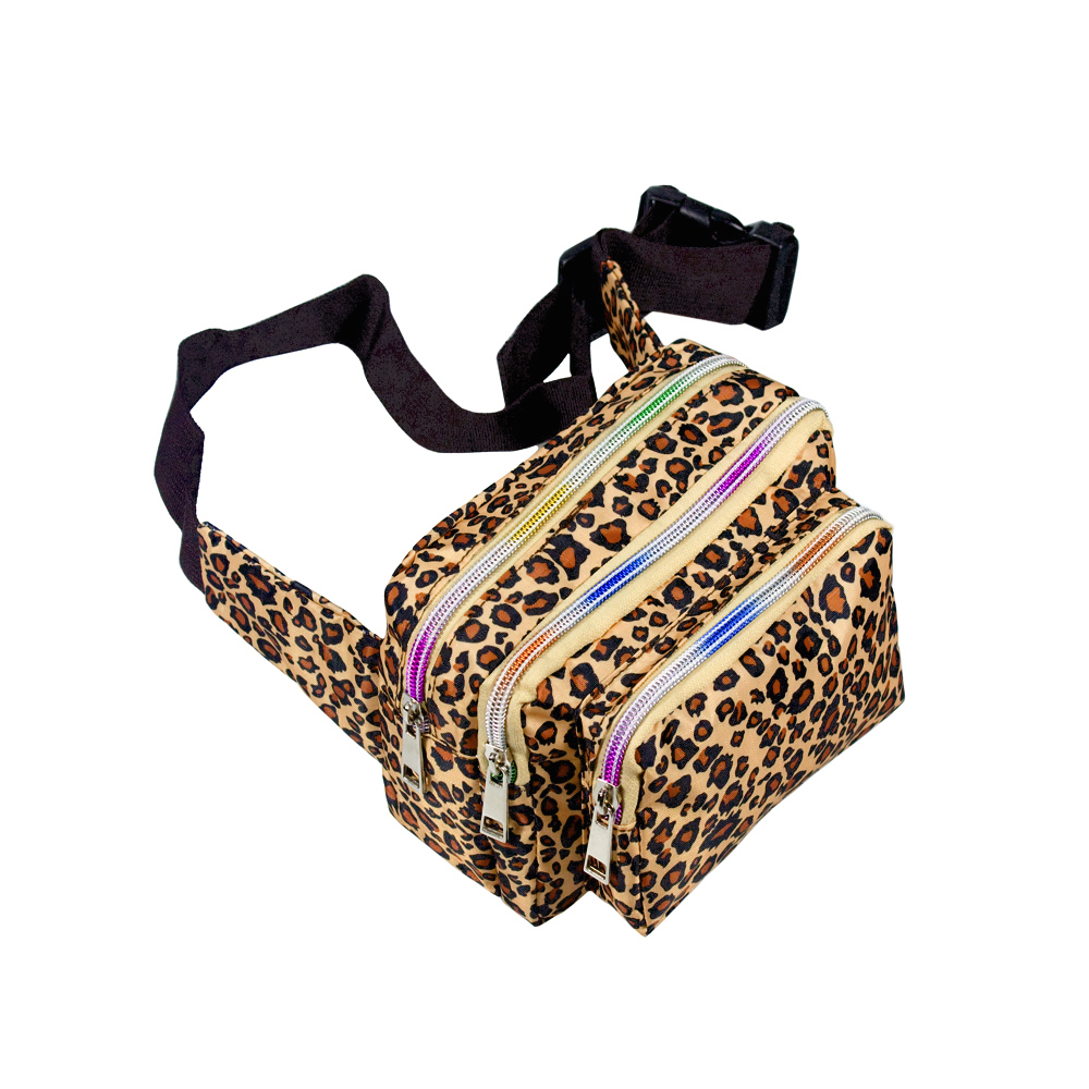 [classic Leopard Grain] Multi-purposes Fanny Pack / Back Pack / Travel Lumbar Pack