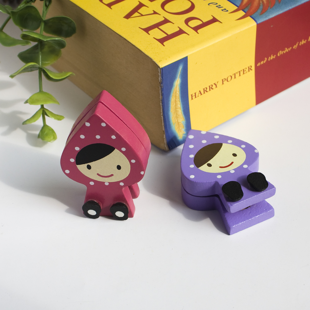 [happy Doll] - Card Holder / Wooden Clips / Wooden Clamps / Animal Clips