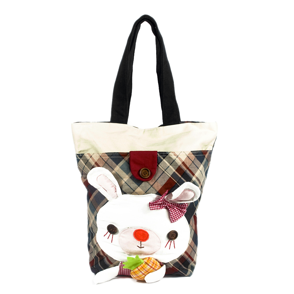 [rabbit & Pineapple] 100% Cotton Canvas Shoulder Tote Bag / Shopper Bag
