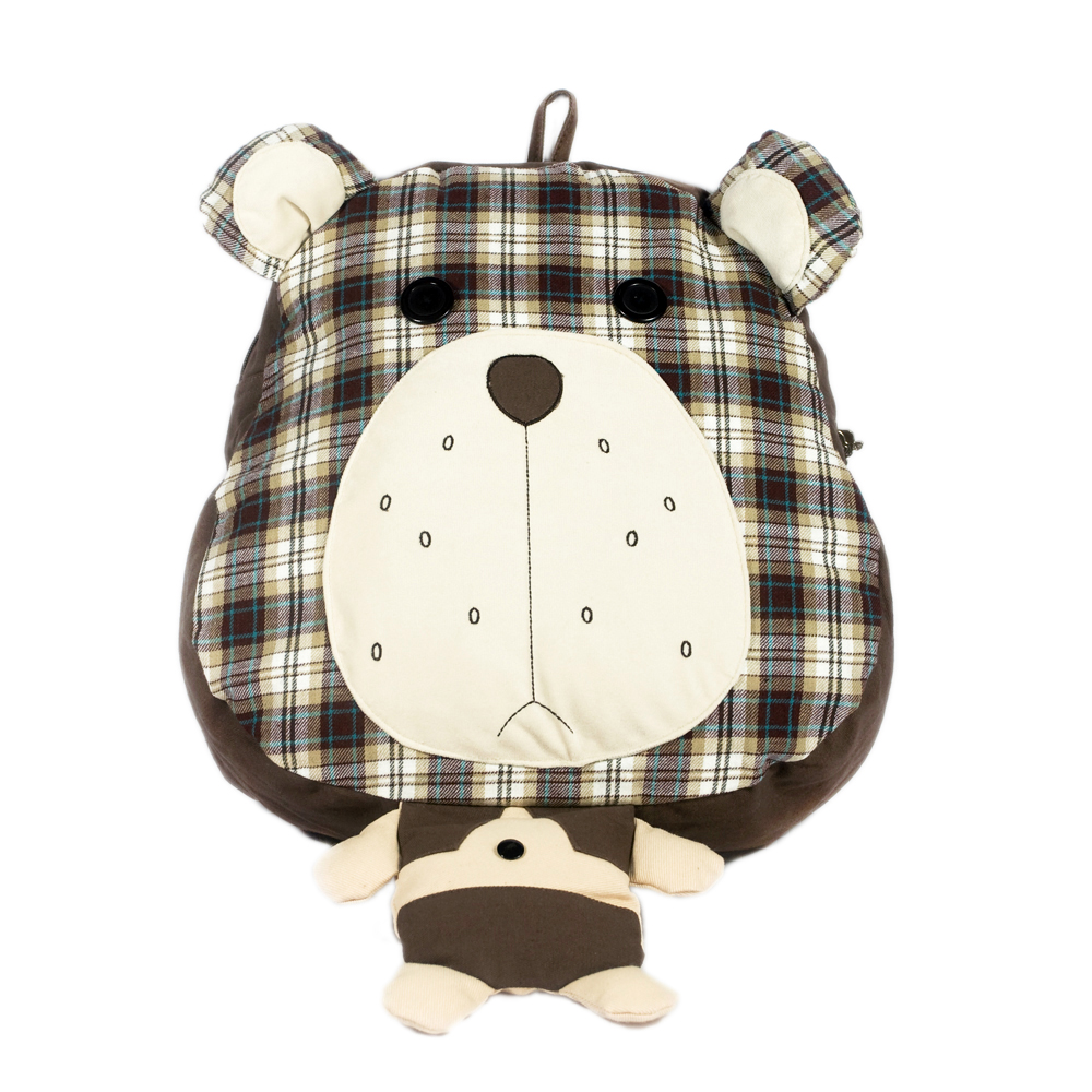 [cute Bear] 100% Cotton Fabric Art School Backpack / Outdoor Backpack